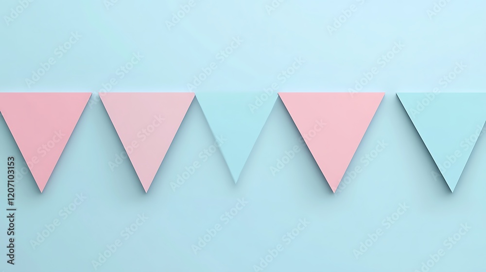Pastel Pink and Blue Triangles on a Light Blue Background