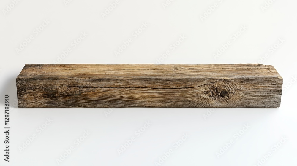 Solitary wooden beam against a white backdrop. Timber plank. Solitary wooden beam against a white backdrop. Timber plank.