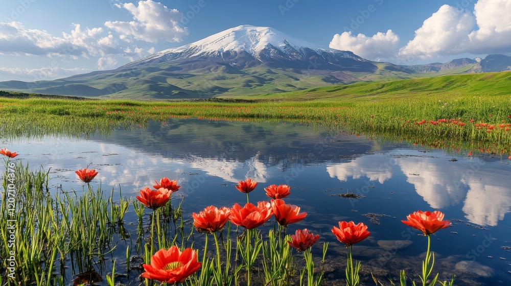 Stunning summer alpine scenery in the Qusar district of Azerbaijan, featuring Mount Shahdagh. Stunning summer alpine scenery in the Qusar district of Azerbaijan, featuring Mount Shahdagh.