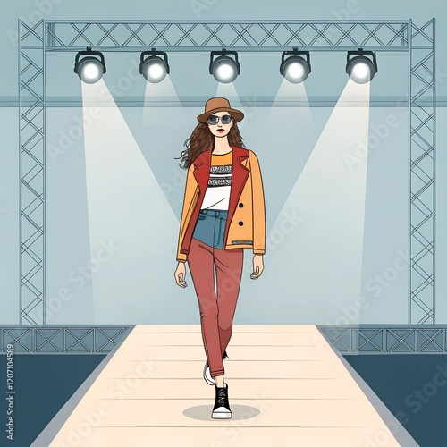 Fashion model on a ramp