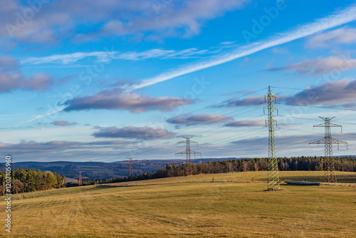 A rural landscape on a cold winter evening. Snowless winter photo