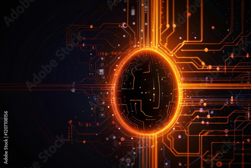 lighting circuit board with egg shaped design, machine technology themed happy easter day unique art meaningful for tech banners and posts