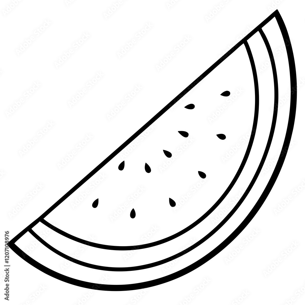 Minimal Melon Slice Line Art Vector
