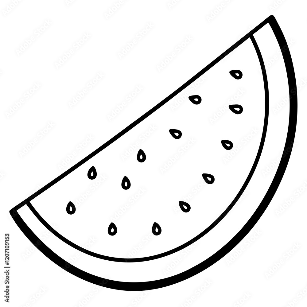 Minimal Melon Slice Line Art Vector Minimal Melon Slice Line Art Vector