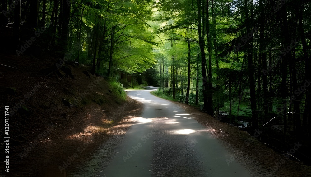 Naklejka premium Lonely road in the woods