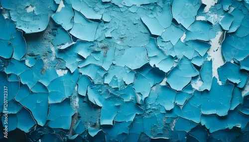 Peeled blue painted wall