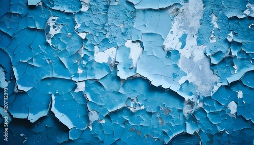 Peeled blue painted wall
