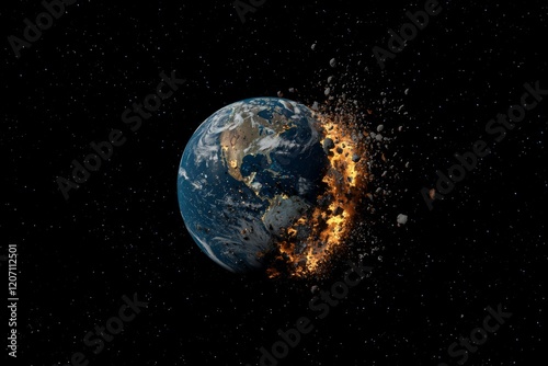 Fototapeta Naklejka Na Ścianę i Meble -  An exploding planet earth in space