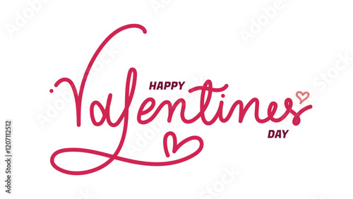Happy Valentines Day Calligraphy with pink text and white background. 