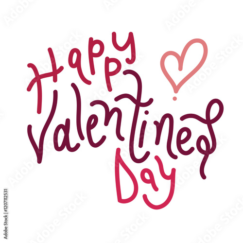 Happy Valentines Day Calligraphy with pink text and white background. 