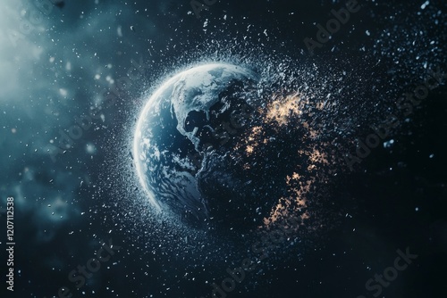 Fototapeta Naklejka Na Ścianę i Meble -  An exploding planet earth in space