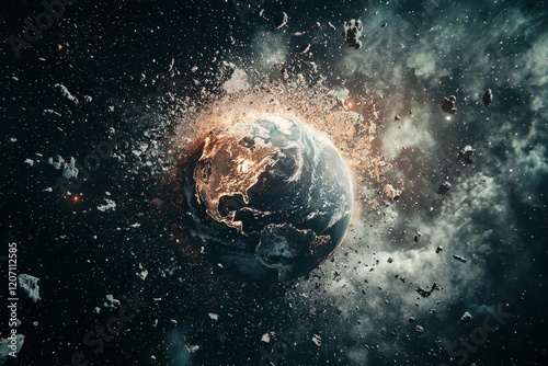 Fototapeta Naklejka Na Ścianę i Meble -  An exploding planet earth in space