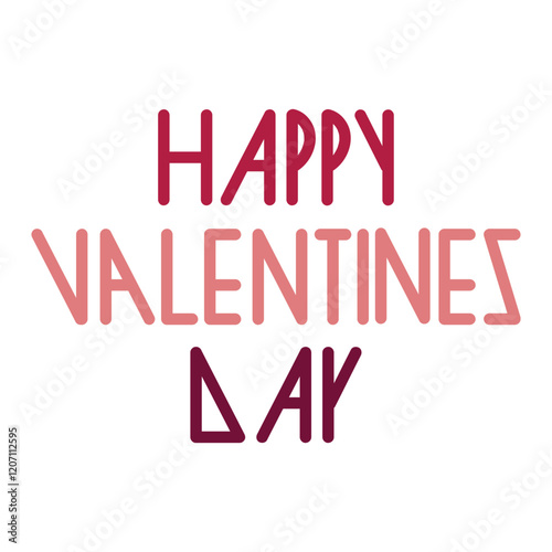 Happy Valentines Day with different shades of pink color text and white background.