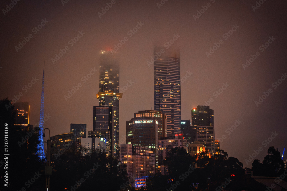 Naklejka premium city skyline at night