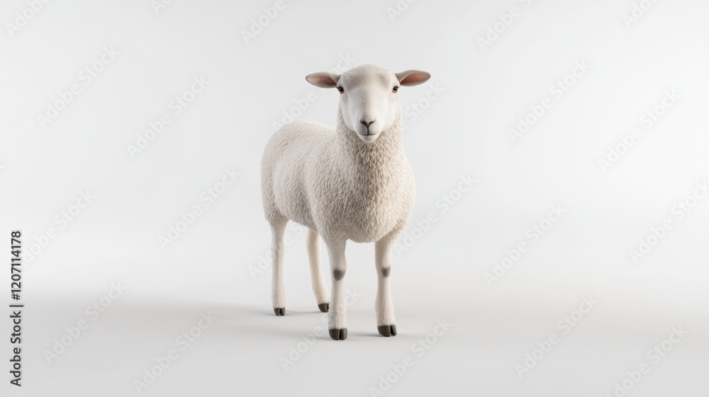 Sheep Standing on a White Background Sheep Standing on a White Background