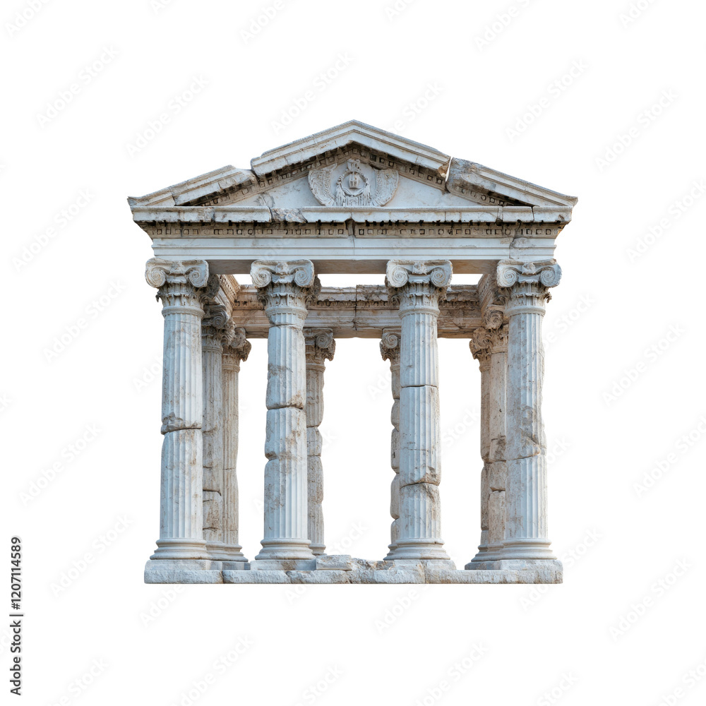 Fototapeta premium Ancient Greek Temple Ruins Isolated on Transparent background