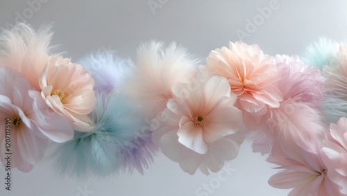 Close up of colorful pastel colored flowers banner