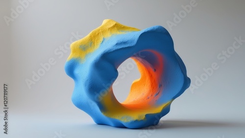 Vibrant Abstract Molded Sculpture Highlighting Contemporary Art Aesthetic and Expressive Color Palette photo