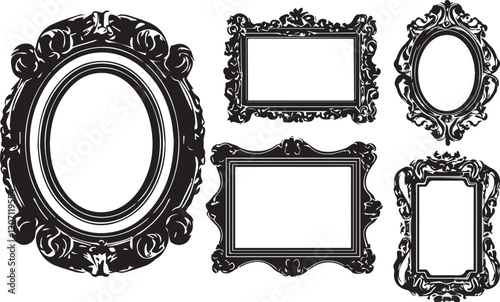  A set of frame silhouettes for flat design. Hand drawn vector illustration