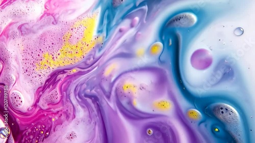 Wallpaper Mural Colorful swirl of water with yellow and blue swirls. The water is bubbly and has a lot of foam Torontodigital.ca