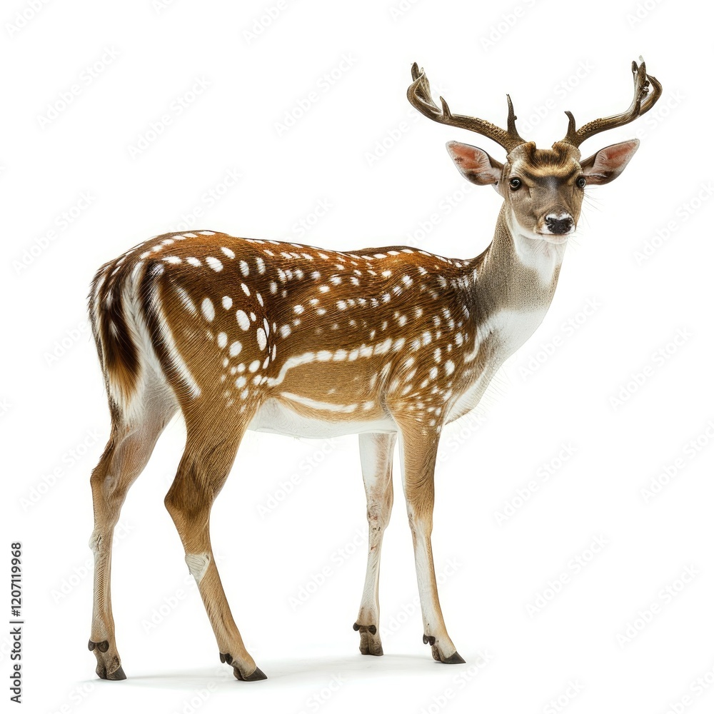 Fallow deer standing gracefully with distinctive spots and antlers. Fallow deer standing gracefully with distinctive spots and antlers.