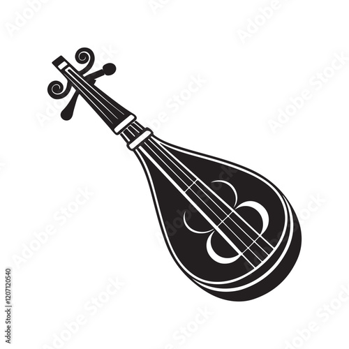 Veena silhouette, black and white silhouette, vector and illustration
