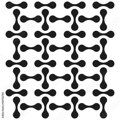 Bone shaped pattern. Black geometric texture. Abstract repeated elements. Vector illustration.