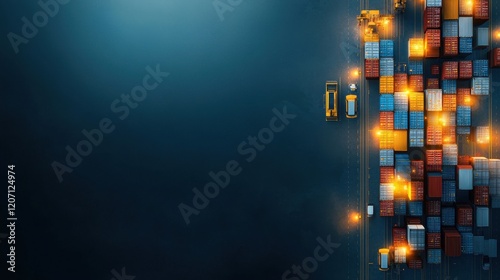 Automated logistics operations futuristic logistics hub aerial view urban environment industrial infrastructure efficiency concept