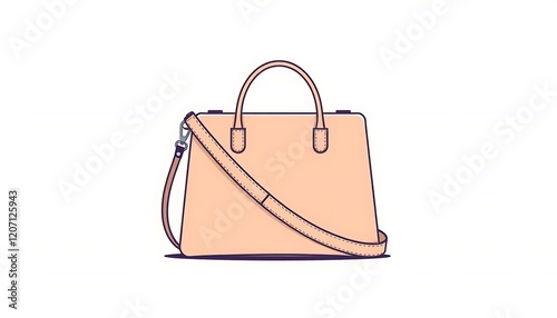 Stylish Peach Leather Handbag with Shoulder Strap photo