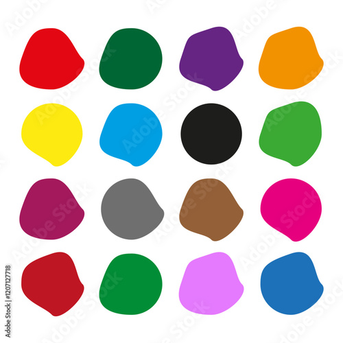 Colorful blob shapes. Abstract vector spots. Multicolored palette design. Vibrant artistic elements.