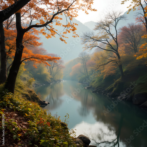 Paysage automnal paisible de Wiyangji, dans la ville de Miryang