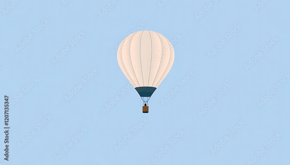 Fototapeta premium White Hot Air Balloon Soaring in a Blue Sky