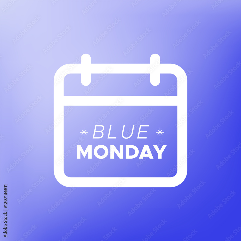 Blue Monday. The most depressing day of the year. Minimalist banner. Vector illustration, flat design Blue Monday. The most depressing day of the year. Minimalist banner. Vector illustration, flat design