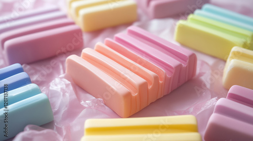 Generative AI: Soft Pastel Rainbow Candy in Dreamy, Sweet Conceptual Design photo