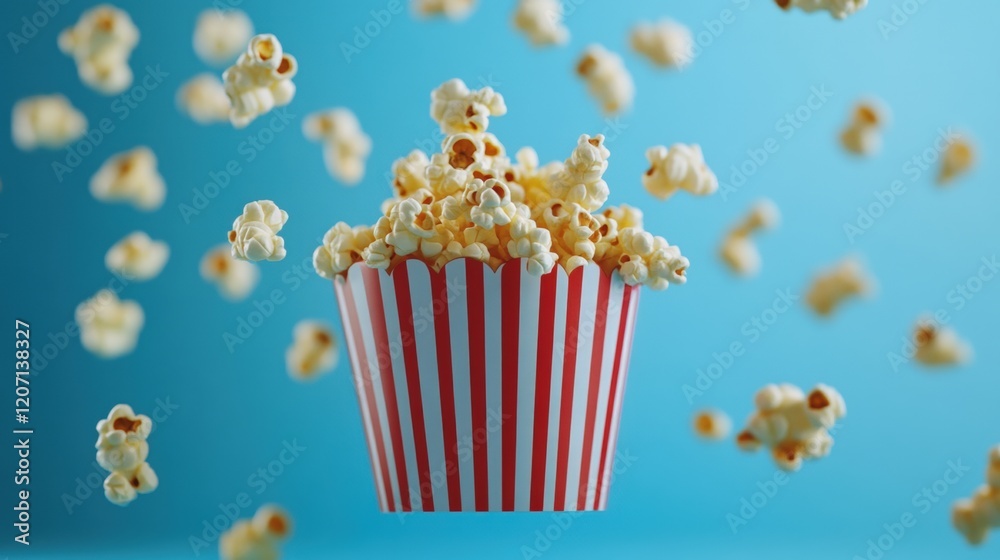 Popcorn box on ble background Popcorn box on ble background
