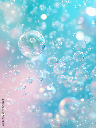 Clean Pastel Aesthetic with Water Bubbles, Generative AI – Fresh and Elegant Design photo