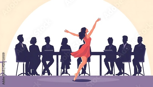 Woman Dancing Before Business Meeting Presentation Image