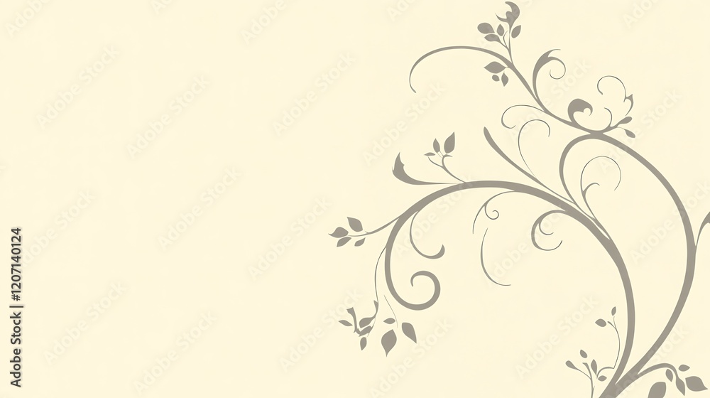 Elegant Grey Floral Design on Cream Background Elegant Grey Floral Design on Cream Background