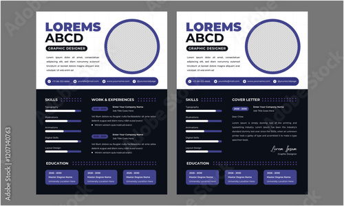 Modern Resume Template CV Cover Letter. Professional Cv Resume, Elegant Stylish Cv Resume Design Template.
