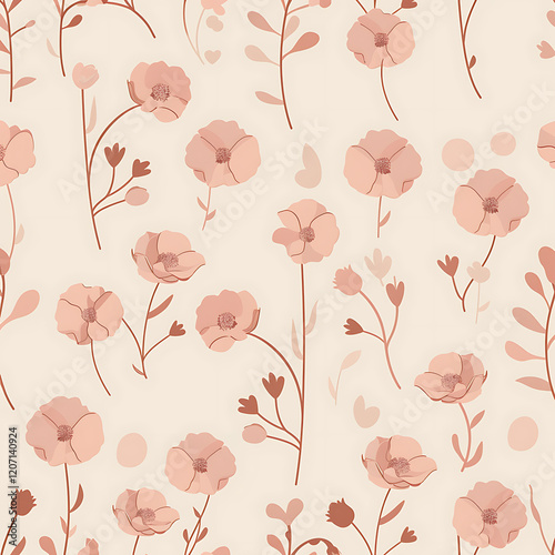 Wallpaper Mural Floral pattern with pink flowers Torontodigital.ca