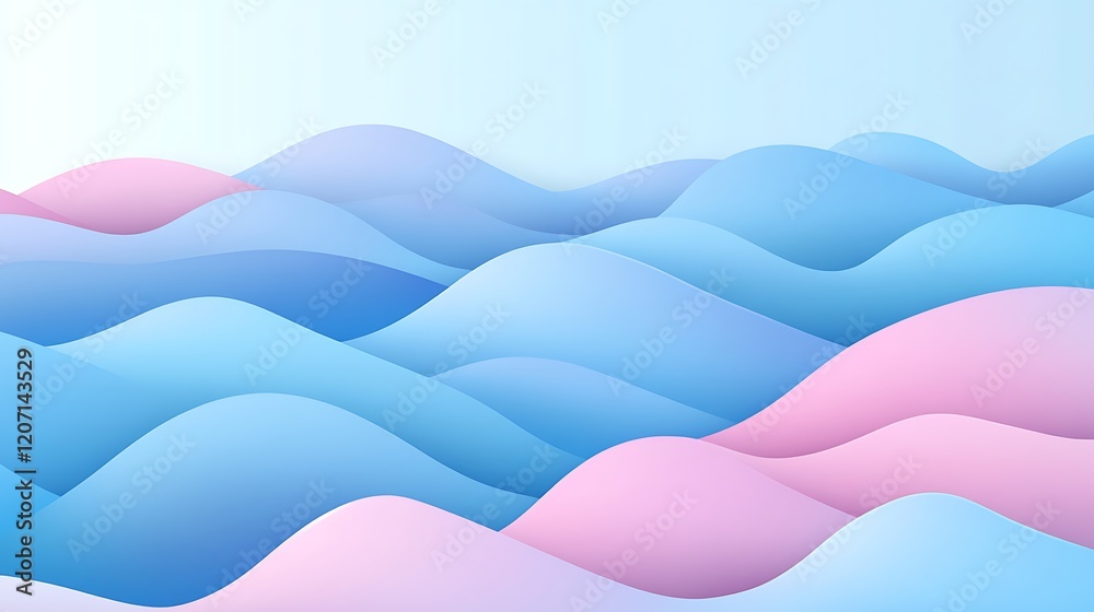 Fototapeta premium Abstract Pastel Blue and Pink Wave Pattern