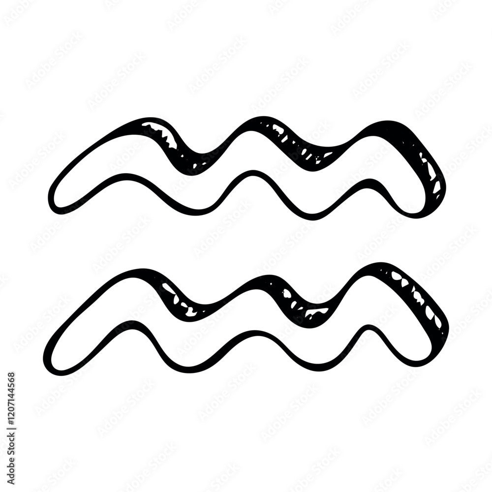 Hand drawn aquarius zodiac sign Esoteric symbol doodle Astrology clipart Element for design Hand drawn aquarius zodiac sign Esoteric symbol doodle Astrology clipart Element for design