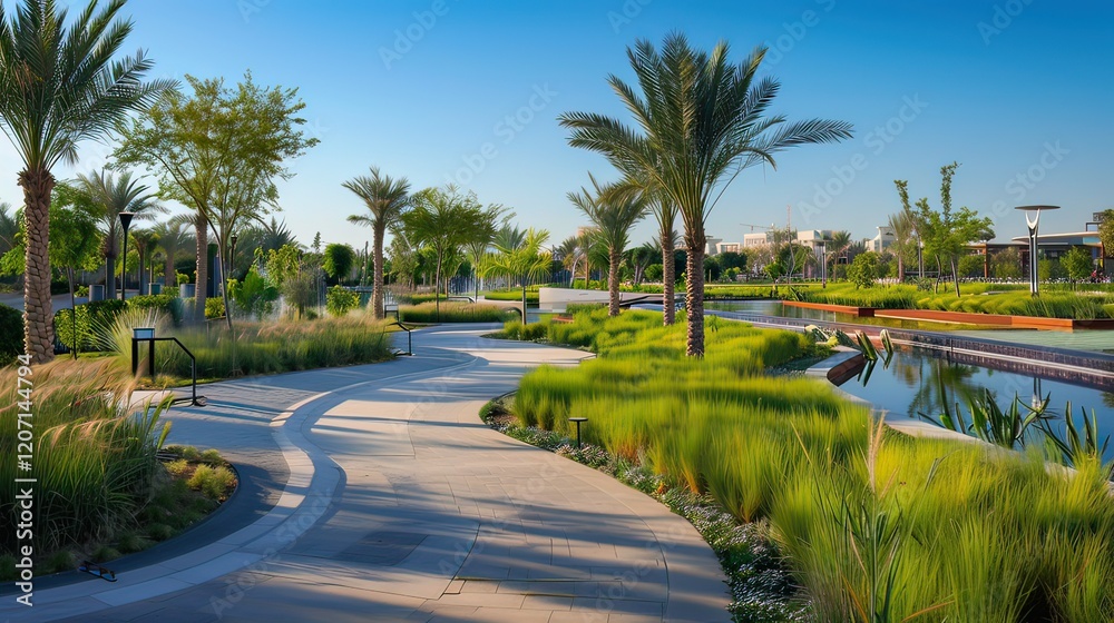 A modern park with walking paths, water features, and green lawns. stock photo --ar 16:9 --style raw --v 6 Job ID: 89e201e1-d298-4000-b7b7-7d9185766f3c A modern park with walking paths, water features, and green lawns. stock photo --ar 16:9 --style raw --v 6 Job ID: 89e201e1-d298-4000-b7b7-7d9185766f3c