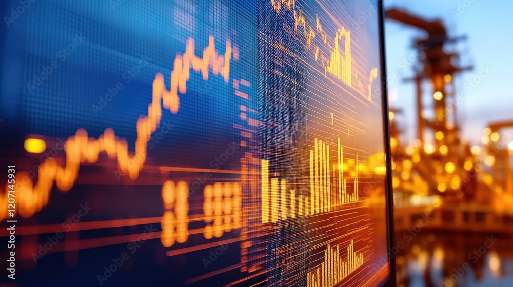 Obraz premium screen showing real-time crude oil price fluctuations,