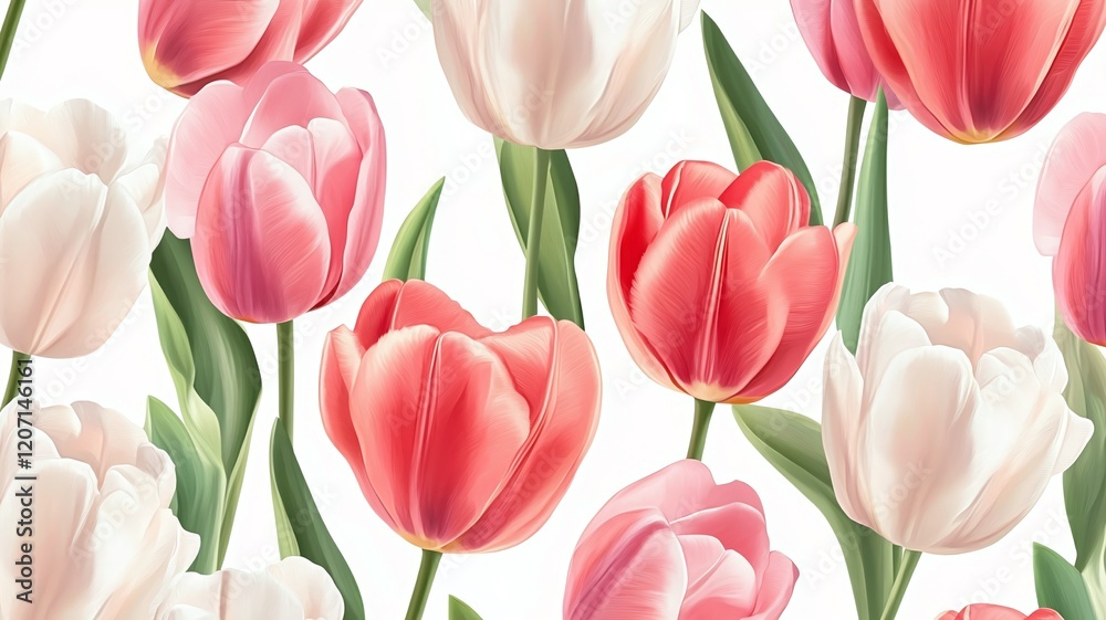 tulip flowers pattern, spring theme background tulip flowers pattern, spring theme background
