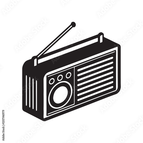 radio silhouette, black and white silhouette, vector and illustration	