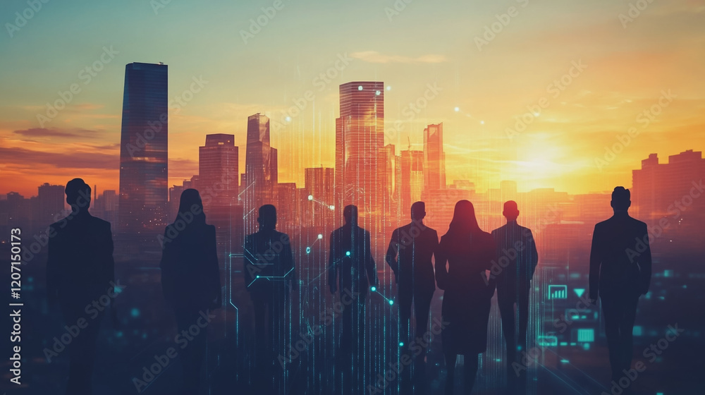 abstract professional business team people connection of line from nail node to node on Smart digital cityscap and skyline background , Innovation networking concept abstract professional business team people connection of line from nail node to node on Smart digital cityscap and skyline background , Innovation networking concept