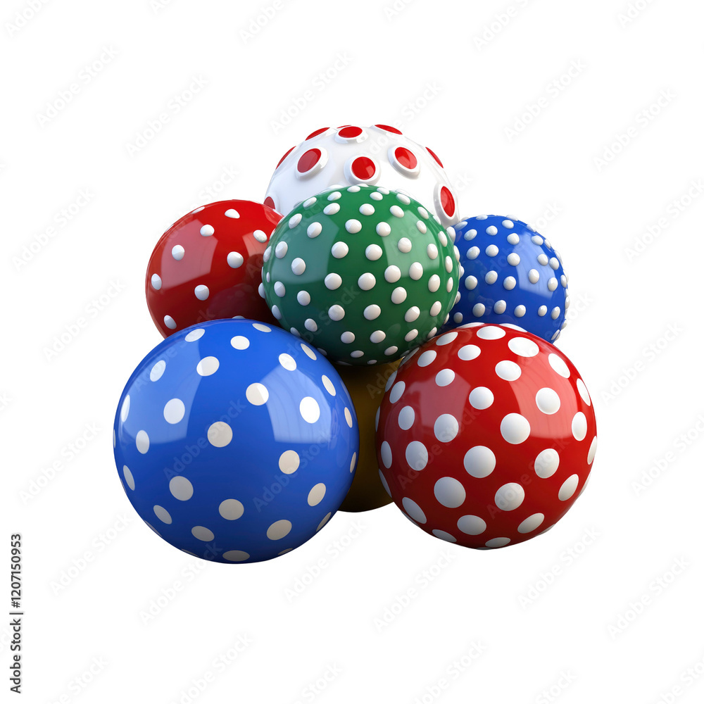Colorful Polka Dot Spheres Cluster - 3D Render Colorful Polka Dot Spheres Cluster - 3D Render