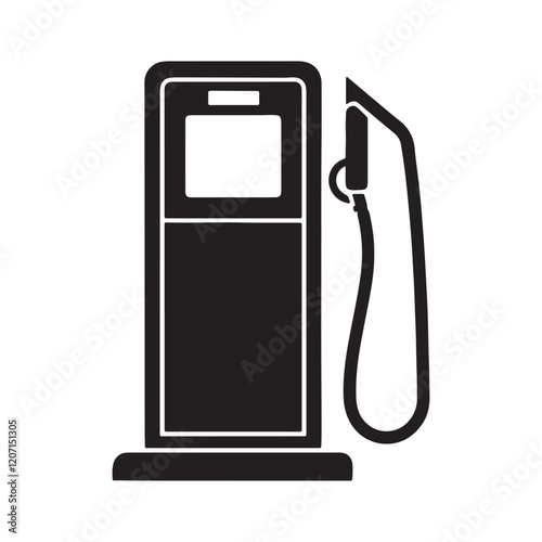 gas pump silhouette, black and white silhouette, vector and illustration
