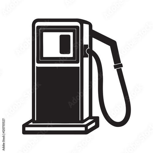 gas pump silhouette, black and white silhouette, vector and illustration